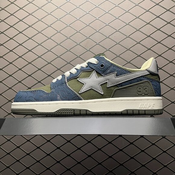 A Bathing Ape Bape SK8 Sta Sneakers in Army Green Gray Blue